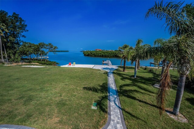 1620 Sea Breeze Dr, Tarpon Springs, FL 34689 - view of green lawn featuring a water view and a dock