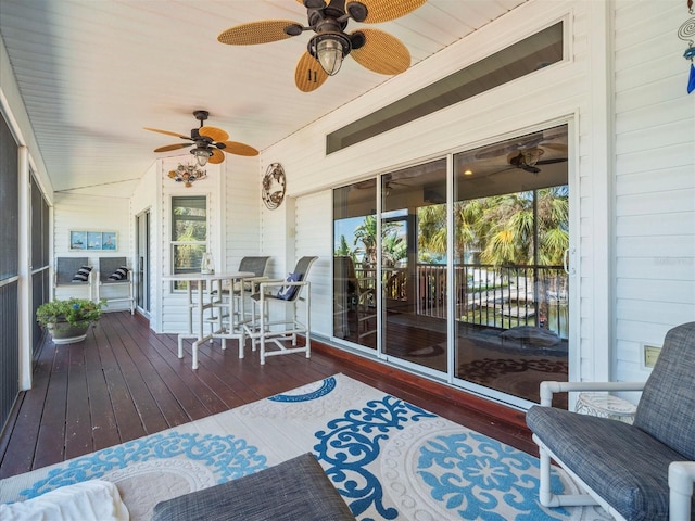 4292 Tahiti Dr, Hernando Beach, FL 34607 - sunroom / solarium featuring ceiling fan