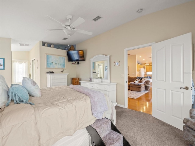 4292 Tahiti Dr, Hernando Beach, FL 34607 - bedroom with carpet, ceiling fan, and baseboards