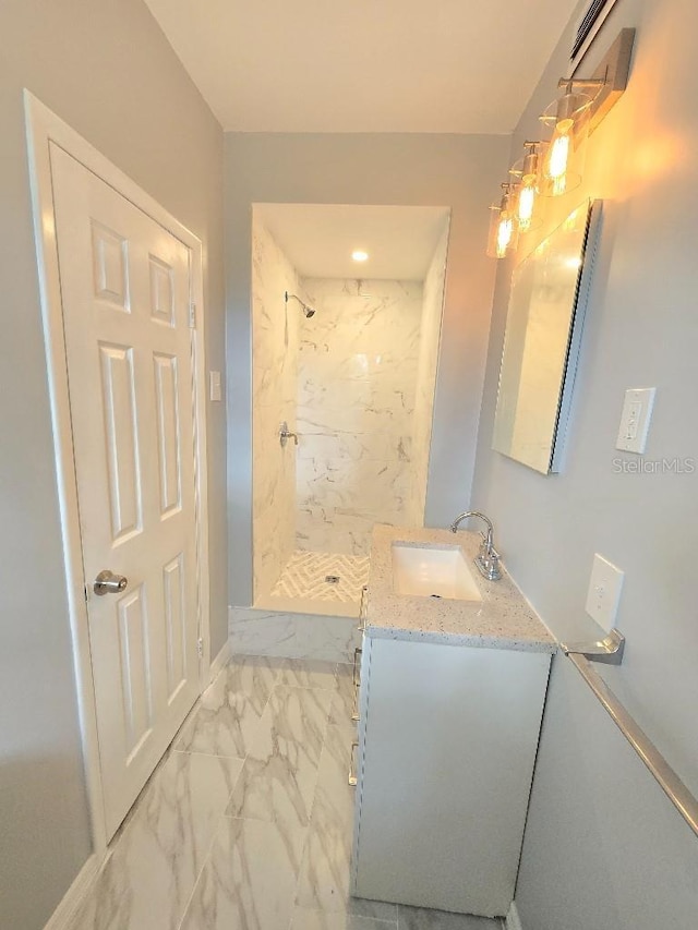 2827 SE 2nd St, Ocala, FL 34471 - full bath with marble finish floors, a marble finish shower, and vanity