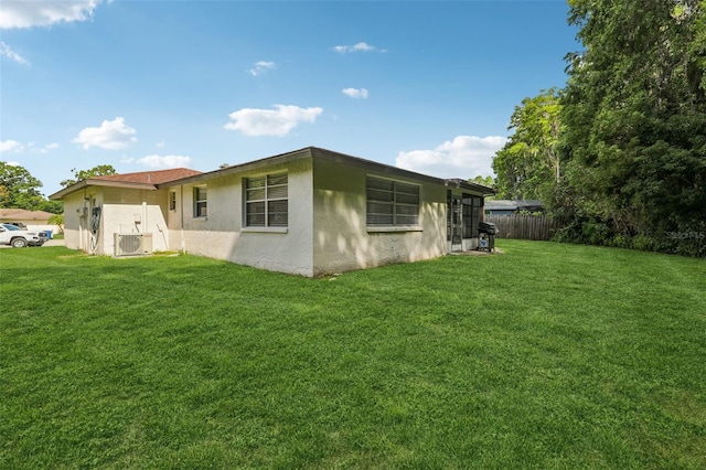 4424 Whitetail Ln, New Port Richey, FL 34653 - back of house with stucco siding and a cooling unit