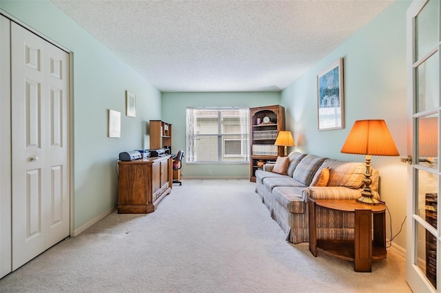 1407 Hickory Moss Pl, Trinity, FL 34655 - carpeted living room featuring a textured ceiling and baseboards