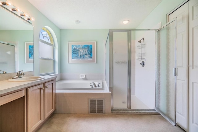 1407 Hickory Moss Pl, Trinity, FL 34655 - full bathroom featuring a bath, a stall shower, and vanity
