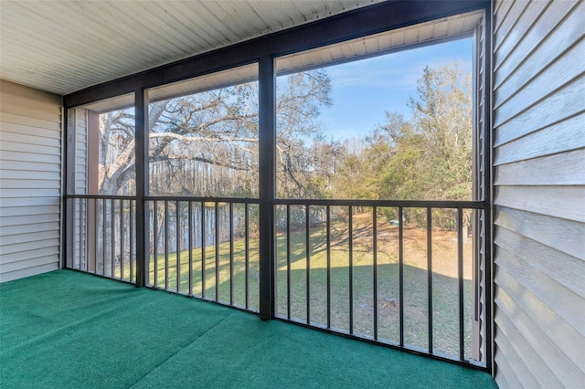 view of unfurnished sunroom