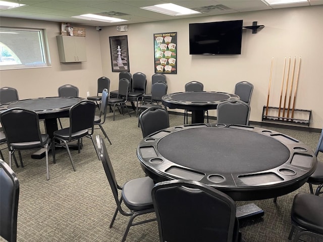 11619 Boynton Ln, New Port Richey, FL 34654 - game room with a paneled ceiling and carpet