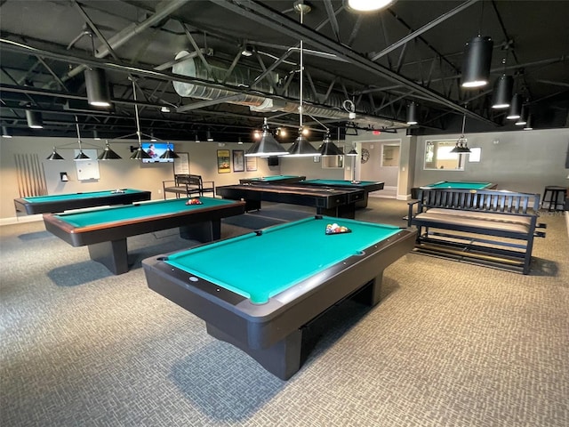 11619 Boynton Ln, New Port Richey, FL 34654 - rec room with billiards, carpet floors, and baseboards