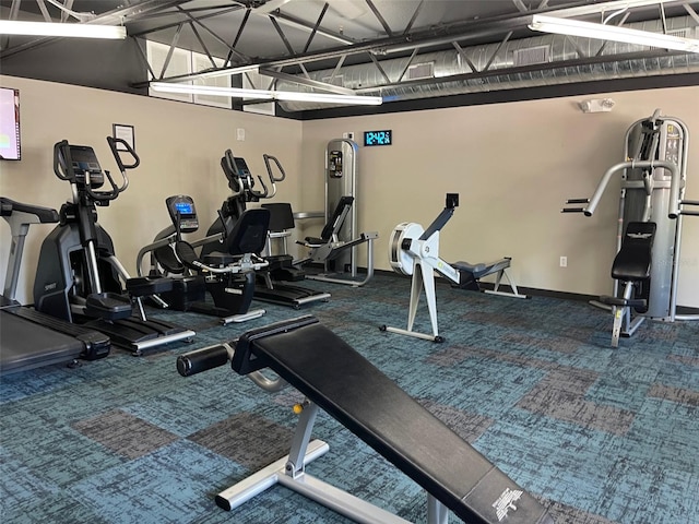 11619 Boynton Ln, New Port Richey, FL 34654 - workout area with carpet and baseboards