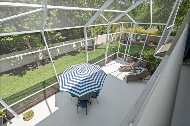 3243 Stonegate Falls Dr, Land O Lakes, FL 34638 - view of patio with glass enclosure