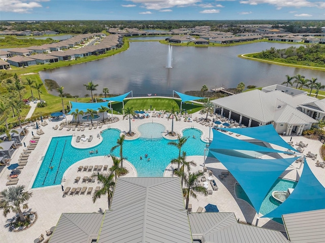 8431 Ocean Tides Cv, Parrish, FL 34219 - view of swimming pool with a water view and a residential view
