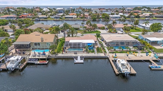 5340 Pilots Pl, New Port Richey, FL 34652 - aerial perspective of suburban area featuring a large body of water