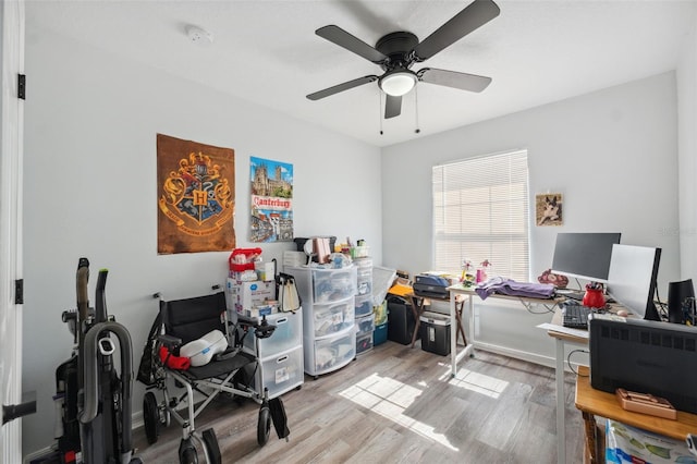 4737 6th St, Zephyrhills, FL 33542 - office space featuring wood finished floors and ceiling fan