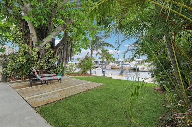 4942 Blue Heron Dr, New Port Richey, FL 34652 - view of green lawn with a deck with water view