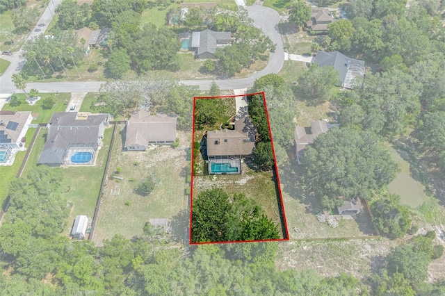 8402 Lake Hill Ct, Spring Hill, FL 34608 - aerial view of residential area featuring property boundaries highlighted and a pool
