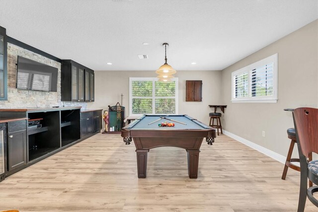 12420 Rangeland Blvd, Odessa, FL 33556 - game room with plenty of natural light, baseboards, light wood-style floors, billiards, and recessed lighting