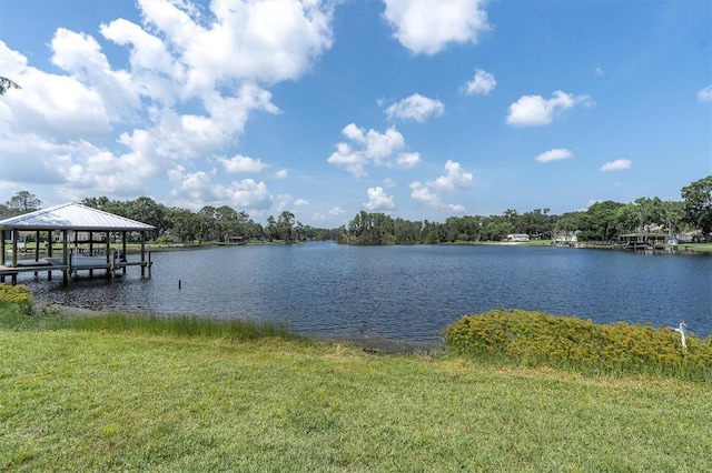 18102 Spencer Rd, Odessa, FL 33556 - dock area with a water view and a lawn