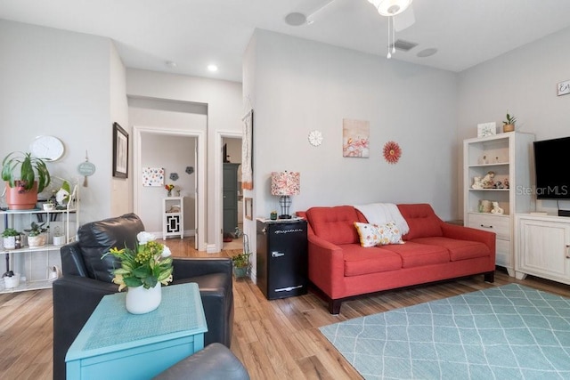 16697 Courtyard Loop, Land O Lakes, FL 34638 - living room with light wood-style floors, ceiling fan, and recessed lighting
