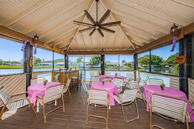 3838 Lanyard Ct Unit B, New Port Richey, FL 34652 - sunroom / solarium with ceiling fan and a water view