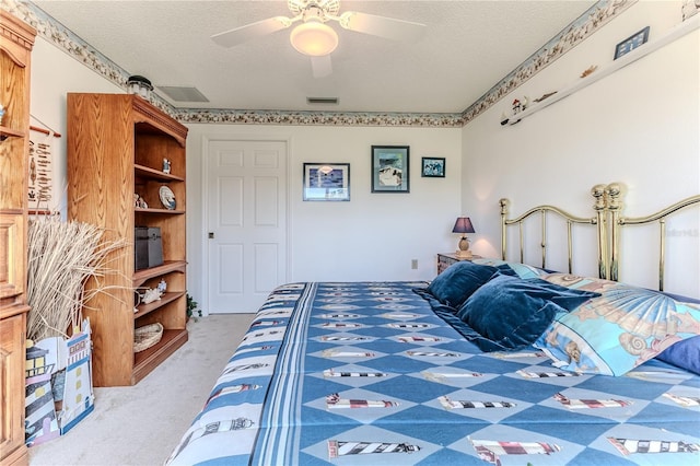 8132 Summersong Ct, Spring Hill, FL 34606 - bedroom with a textured ceiling, carpet, and a ceiling fan