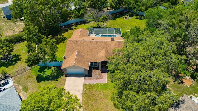 11291 Countrywood Ct, Spring Hill, FL 34609 - view from above of property featuring a pool area