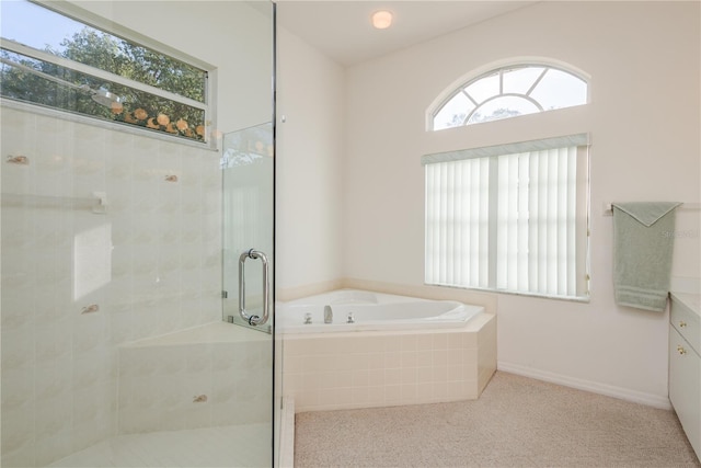 5423 Abagail Dr, Spring Hill, FL 34608 - full bathroom with a bath, a stall shower, and vanity