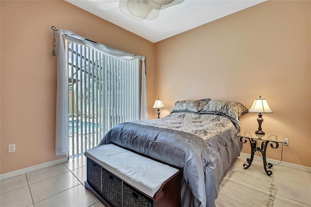 10155 Duffy Cir, Weeki Wachee, FL 34613 - tiled bedroom with baseboards and access to outside