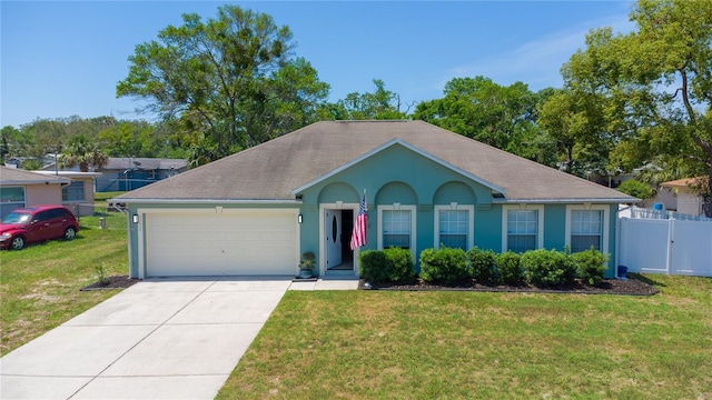 6172 Raleigh St, Spring Hill, FL 34606 - ranch-style house featuring a garage, stucco siding, concrete driveway, and roof with shingles