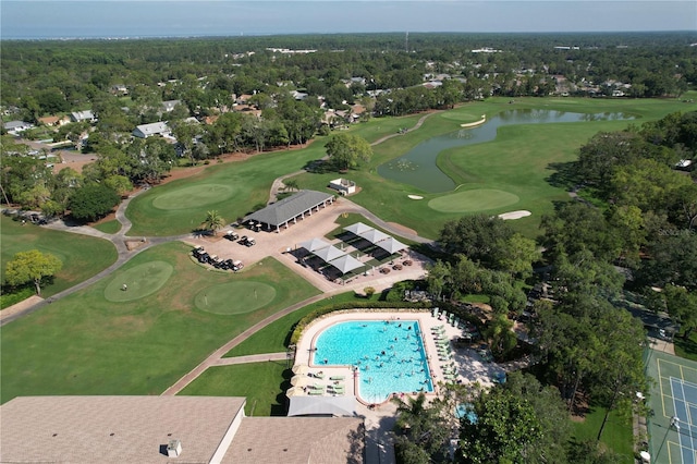 2139 Sea Pines Ct, Spring Hill, FL 34606 - aerial view of property's location featuring a large body of water, a golf club, and a pool area