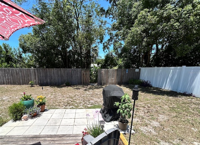 7861 Raintree Dr, New Port Richey, FL 34653 - fenced backyard with a patio area