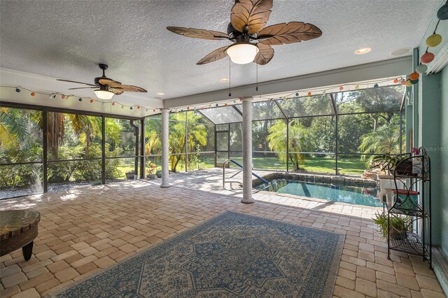 3609 Montclair Dr, New Port Richey, FL 34655 - unfurnished sunroom featuring ceiling fan and healthy amount of natural light