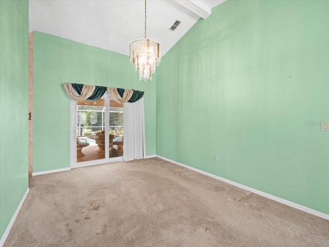 10442 Ventura Dr, Spring Hill, FL 34608 - spare room with carpet, a chandelier, and baseboards