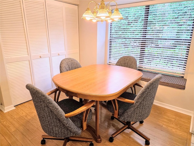 3627 Muirfield Ct Unit 3627, New Port Richey, FL 34655 - dining room featuring baseboards, a chandelier, and light wood finished floors