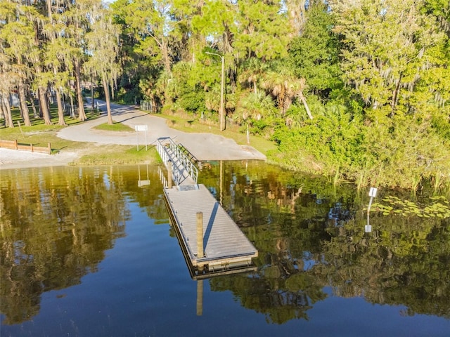 8755 Marigold Dr, New Port Richey, FL 34654 - dock area featuring a water view and view of wooded area