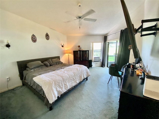 9200 Turnberry Ct, New Port Richey, FL 34655 - carpeted bedroom with cooling unit, vaulted ceiling, a ceiling fan, and baseboards