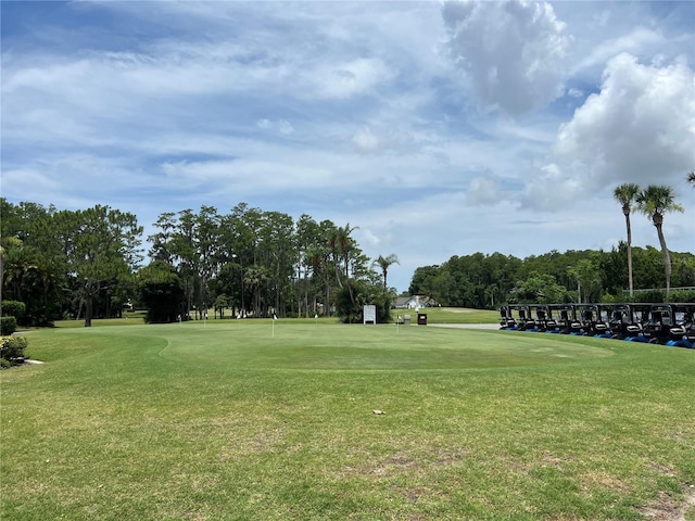 9200 Turnberry Ct, New Port Richey, FL 34655 - view of home's community with view of wooded area, golf course view, and a lawn