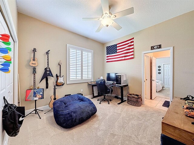 13248 Linzia Ln, Spring Hill, FL 34609 - carpeted office with ceiling fan and a textured ceiling