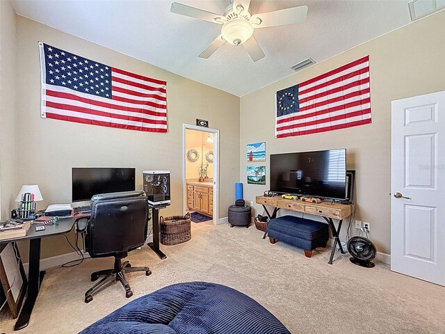 13248 Linzia Ln, Spring Hill, FL 34609 - office with carpet floors, baseboards, and a ceiling fan
