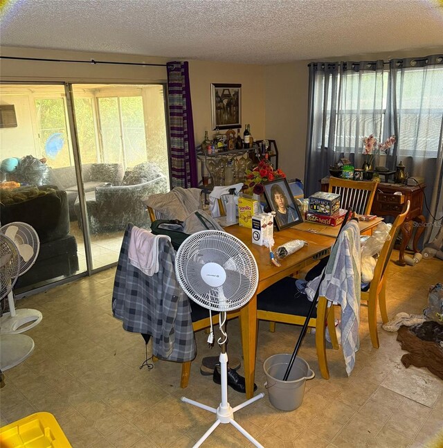11726 Oceanside Dr, Port Richey, FL 34668 - dining area with plenty of natural light and a textured ceiling