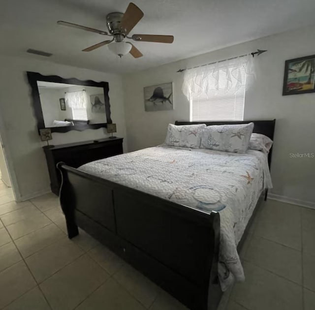 6603 Adams St, New Port Richey, FL 34652 - bedroom with light tile patterned floors, baseboards, and a ceiling fan