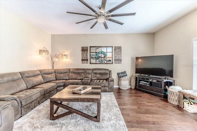 4094 Braemere Dr, Spring Hill, FL 34609 - living area with ceiling fan and wood finished floors
