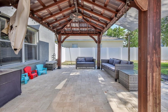 4094 Braemere Dr, Spring Hill, FL 34609 - fenced backyard with an outdoor living space and a gazebo