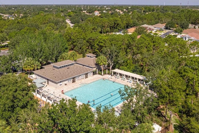4094 Braemere Dr, Spring Hill, FL 34609 - drone / aerial view of a pool and a heavily wooded area