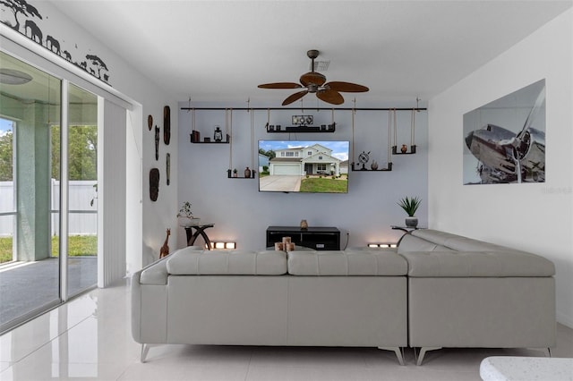 4215 Maplehurst Way, Spring Hill, FL 34609 - tiled living area with a ceiling fan