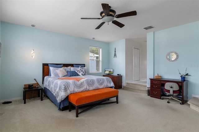 4215 Maplehurst Way, Spring Hill, FL 34609 - bedroom with carpet, an office area, and a ceiling fan