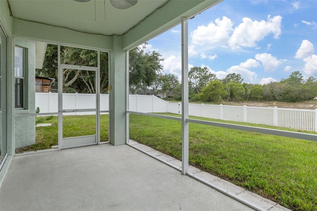 4215 Maplehurst Way, Spring Hill, FL 34609 - unfurnished sunroom featuring ceiling fan