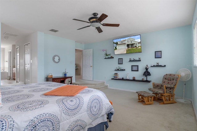 4215 Maplehurst Way, Spring Hill, FL 34609 - bedroom featuring carpet flooring, a ceiling fan, and baseboards
