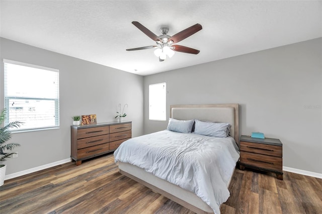 7523 Tangle Brook Blvd, Gibsonton, FL 33534 - bedroom featuring multiple windows, wood finished floors, baseboards, and ceiling fan