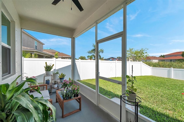 7523 Tangle Brook Blvd, Gibsonton, FL 33534 - sunroom with a ceiling fan and a residential view