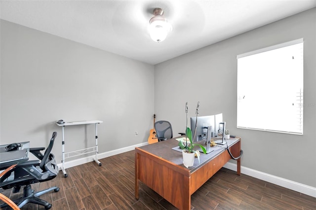 7523 Tangle Brook Blvd, Gibsonton, FL 33534 - home office with baseboards and dark wood-style floors