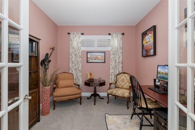 3051 Francoa Dr, Odessa, FL 33556 - carpeted home office with french doors and baseboards