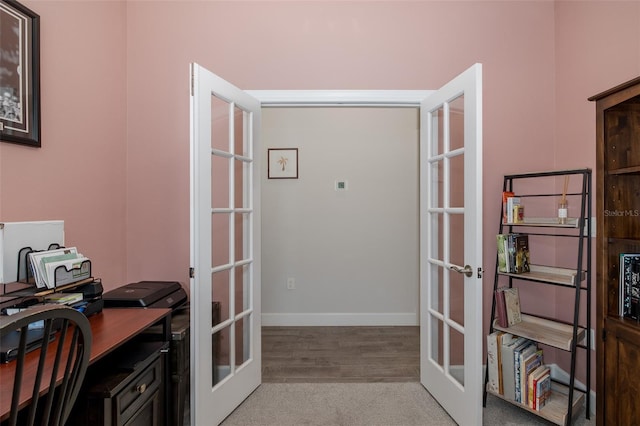 3051 Francoa Dr, Odessa, FL 33556 - carpeted home office with french doors and baseboards